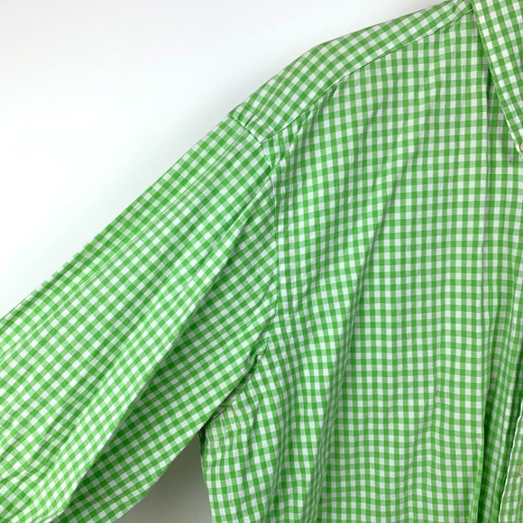 Ralph Lauren Lime Green Small Check Pony Long Sleeve Button Up Shirt Mens XL - Picture 4 of 6